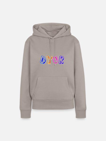 dyor blue orange - Frauen Premium Bio Hoodie - Taupe