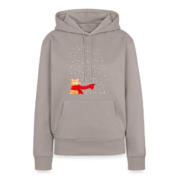 Schneekatze getigert - Frauen Premium Bio Hoodie - Taupe - Vorne - Julia (174cm)
