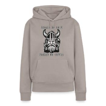 Fueled by coffee - Women’s Premium Organic Hoodie - taupe - Front - Julia (174cm)