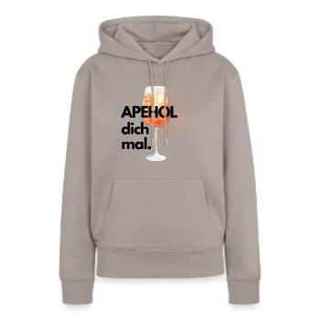 Apehol dich mal - Frauen Premium Bio Hoodie - Taupe - Vorne - Julia (174cm)