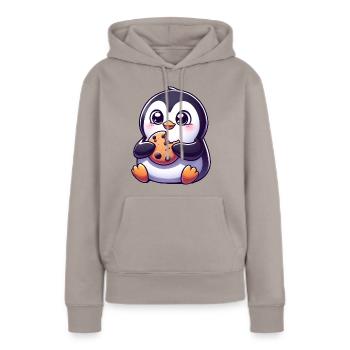 Pinguin Cookie Süßer Nachtisch Keks - Frauen Premium Bio Hoodie - Taupe - Vorne - Julia (174cm)