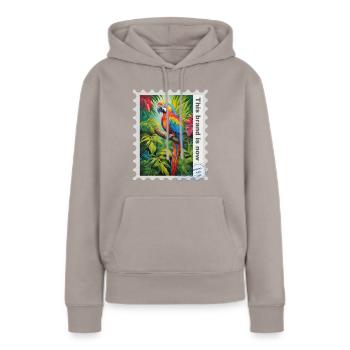 Airbrush-Illustration "Papagei 06" EN - Frauen Premium Bio Hoodie - Taupe - Vorne - Julia (174cm)