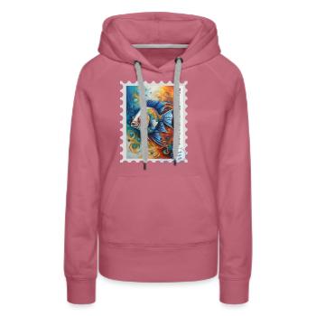 Illustration à l’aérographe « Poisson 08 » FR - Sweat à capuche Premium bio Femme - mauve - Devant - Isabella (175cm)