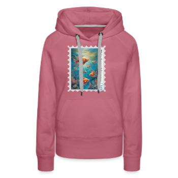 Illustration à l’aérographe « Poisson 06 » FR - Sweat à capuche Premium bio Femme - mauve - Devant - Isabella (175cm)