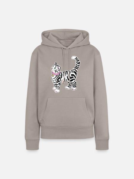 Sticker Katze - Frauen Premium Bio Hoodie - Taupe