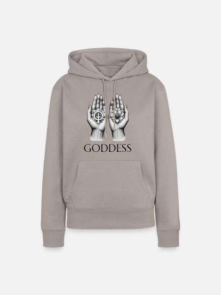 GÖTTIN (Untertitel) #019 - Frauen Premium Bio Hoodie - Taupe
