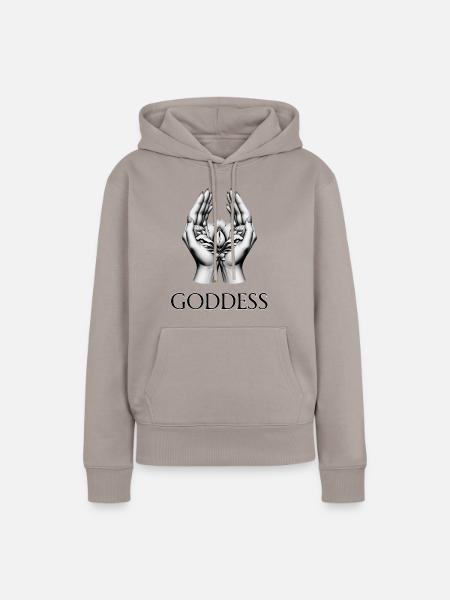 GÖTTIN (Untertitel) #016 - Frauen Premium Bio Hoodie - Taupe