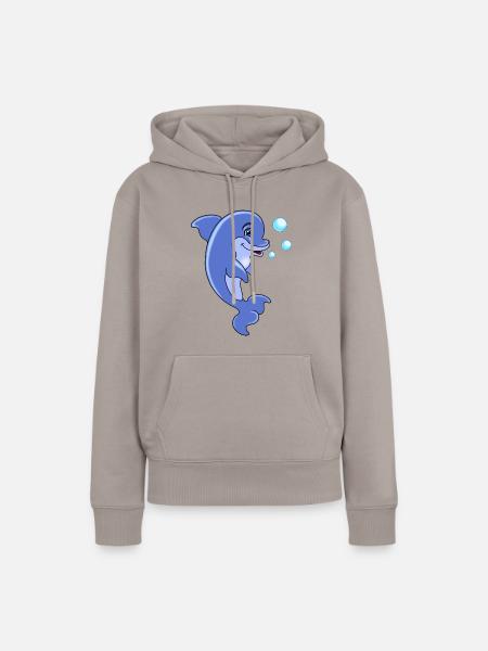 Delphin - Frauen Premium Bio Hoodie - Taupe