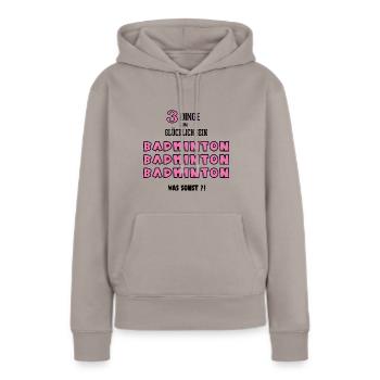 Badminton Badmintonerin Spielerin Badmintonspiel - Frauen Premium Bio Hoodie - Taupe - Vorne - Julia (174cm)