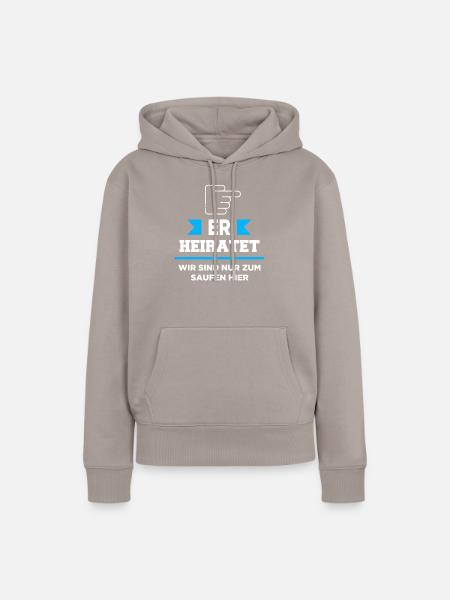 JGA - ER Heiratet - Frauen Premium Bio Hoodie - Taupe