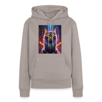 Matrix Katze - Frauen Premium Bio Hoodie - Taupe - Vorne - Julia (174cm)