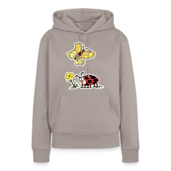 Maybug - fasciné par le papillon coloré - Sweat à capuche Premium bio Femme - taupe - Devant - Julia (174cm)
