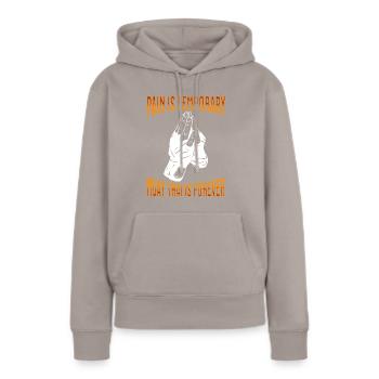 Muay Thai Boxing Muay Thai - Frauen Premium Bio Hoodie - Taupe - Vorne - Julia (174cm)