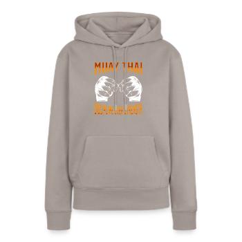 Muay Thaï Boxe Muay Thaï - Sweat à capuche Premium bio Femme - taupe - Devant - Julia (174cm)