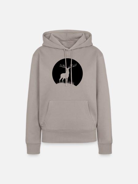 Hirsch im Mondlicht - Frauen Premium Bio Hoodie - Taupe