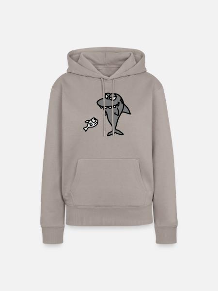 hungry_shark - Frauen Premium Bio Hoodie - Taupe