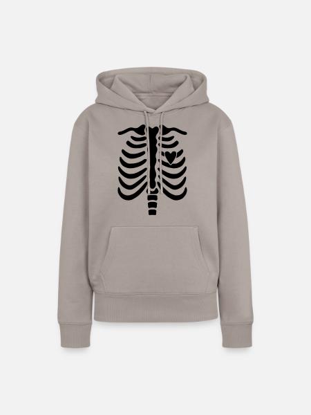 Skeleton with Heart - Frauen Premium Bio Hoodie - Taupe