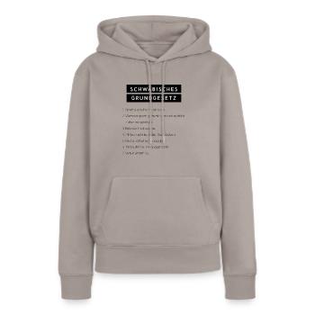 Schwäbisches Grundgesetz - Frauen Premium Bio Hoodie - Taupe - Vorne - Julia (174cm)
