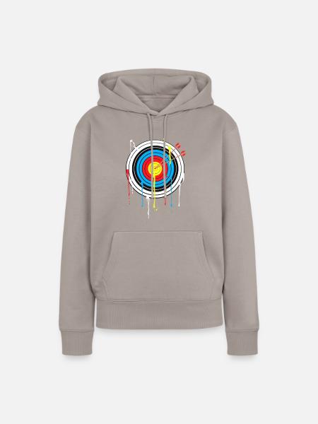Zielscheibe Bogenschießen Compound Recurvebogen - Frauen Premium Bio Hoodie - Taupe