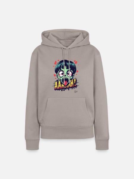 frecher Zombie mit Herzen - Frauen Premium Bio Hoodie - Taupe