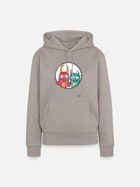 Lustige Monster-Freunde - Frauen Premium Bio Hoodie - Taupe