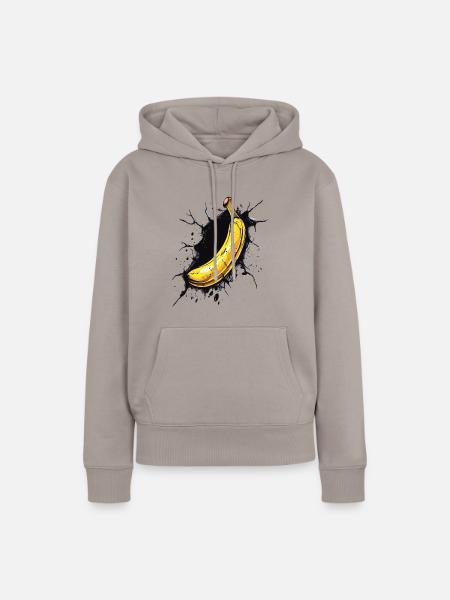 Banane bricht durch Wand - Frauen Premium Bio Hoodie - Taupe