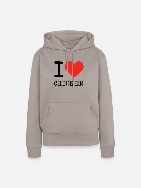 I love Chicken - Frauen Premium Bio Hoodie - Taupe