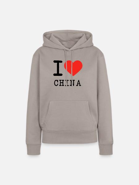 I love China - Frauen Premium Bio Hoodie - Taupe