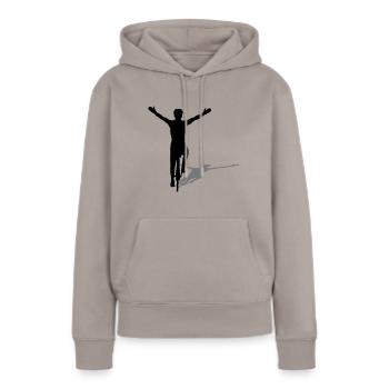 Rennradfahrer - Gewinner - Frauen Premium Bio Hoodie - Taupe - Vorne - Julia (174cm)