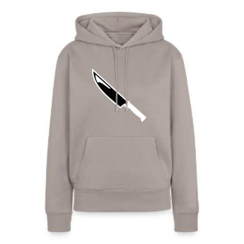 Messer - Frauen Premium Bio Hoodie - Taupe - Vorne - Julia (174cm)