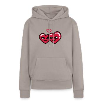verliebte Herzen - Frauen Premium Bio Hoodie - Taupe - Vorne - Julia (174cm)