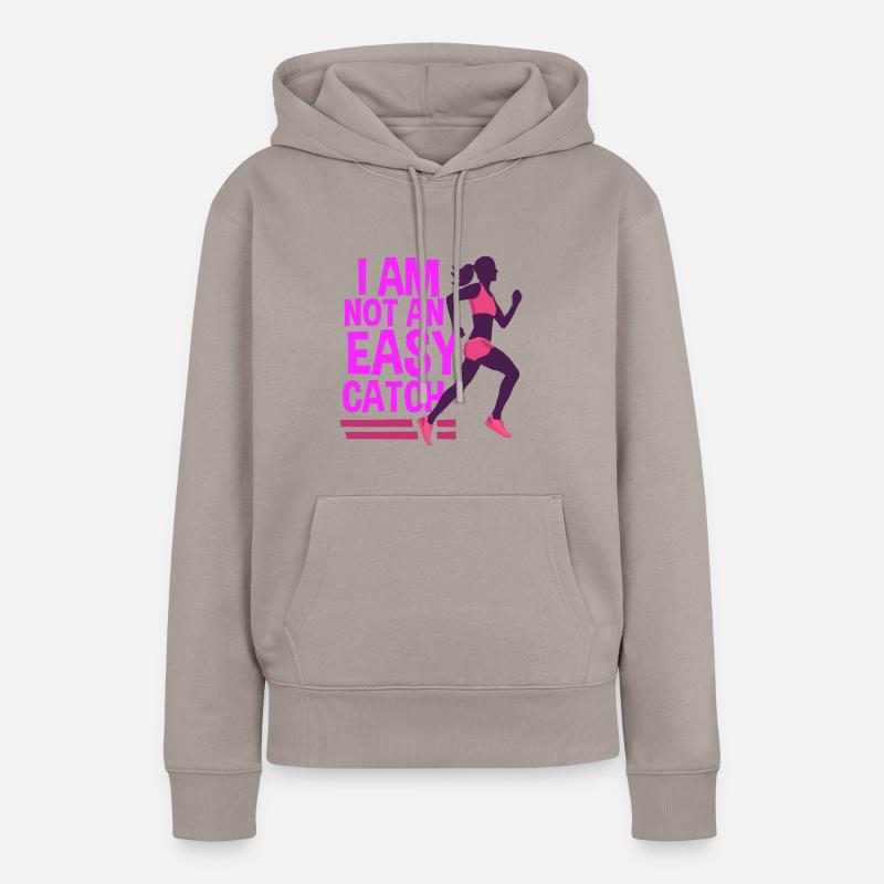 Pas facile à attraper! - Sweat à capuche Premium bio Femme - taupe