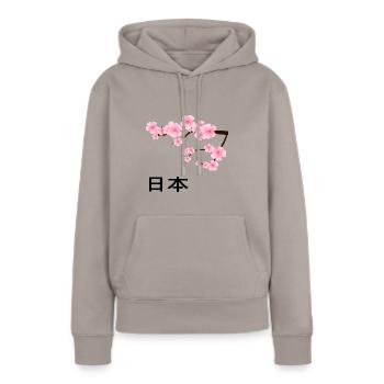 Asien Japanisch Kirschblueten Japan Botanik Kirsch - Frauen Premium Bio Hoodie - Taupe - Vorne - Julia (174cm)