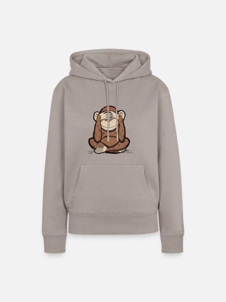 Mizaru - Affe sieht kein Übel - Frauen Premium Bio Hoodie - Taupe