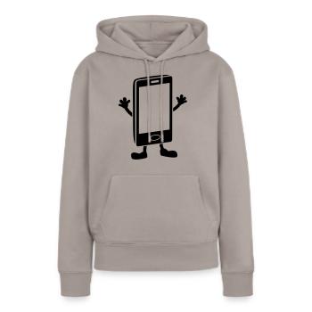 Handy human - Frauen Premium Bio Hoodie - Taupe - Vorne - Julia (174cm)