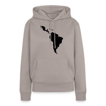 Amerique Latine - Amerique du Sud - Sweat à capuche Premium bio Femme - taupe - Devant - Julia (174cm)