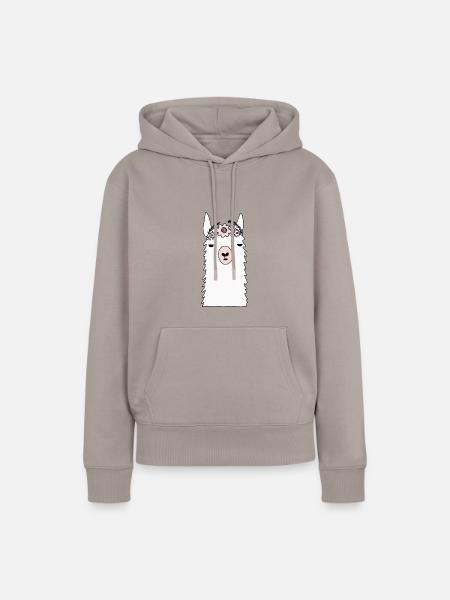 Chilliges Lama - Frauen Premium Bio Hoodie - Taupe