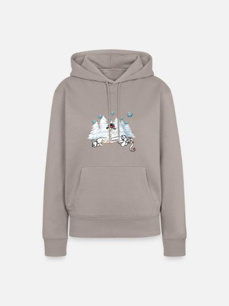 Schneemann Shirt - Motiv " Let it Snow " , - Frauen Premium Bio Hoodie - Taupe