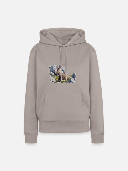Steinbock - Frauen Premium Bio Hoodie - Taupe