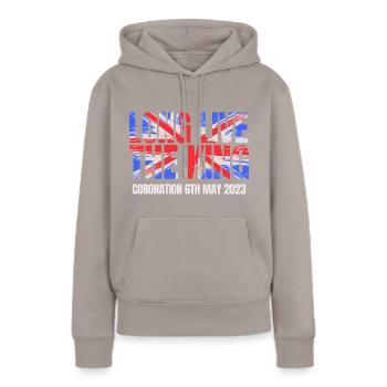 Britischer König Krönung Charles England Flagge - Frauen Premium Bio Hoodie - Taupe - Vorne - Julia (174cm)