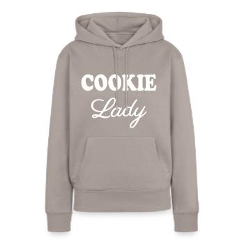 Cookie Lady - Sweat à capuche Premium bio Femme - taupe - Devant - Julia (174cm)