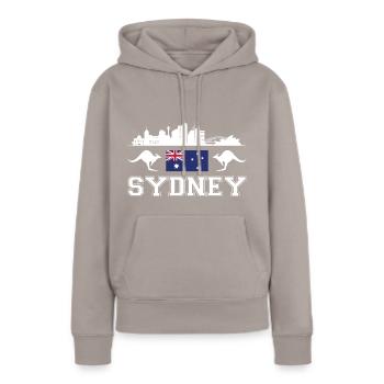 Sydney - Sweat à capuche Premium bio Femme - taupe - Devant - Julia (174cm)