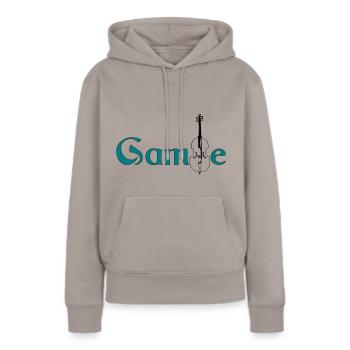 gambe6 2 3 - Frauen Premium Bio Hoodie - Taupe - Vorne - Julia (174cm)