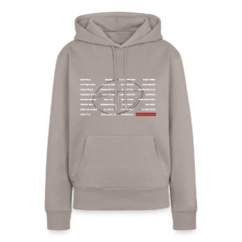 Villes de football San Francisco - Sweat à capuche Premium bio Femme - taupe - Devant - Julia (174cm)