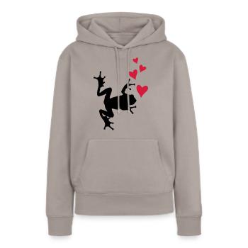 frosch silhouette herz - Frauen Premium Bio Hoodie - Taupe - Vorne - Julia (174cm)