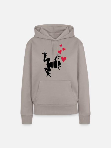 frosch silhouette herz - Frauen Premium Bio Hoodie - Taupe