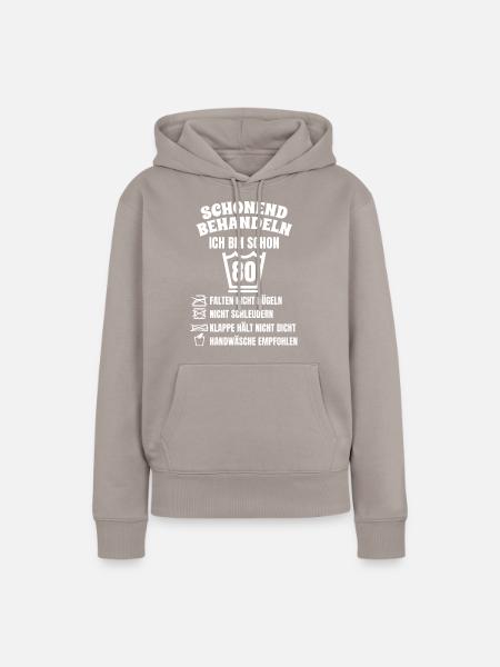 80. Geburtstag lustig - Frauen Premium Bio Hoodie - Taupe