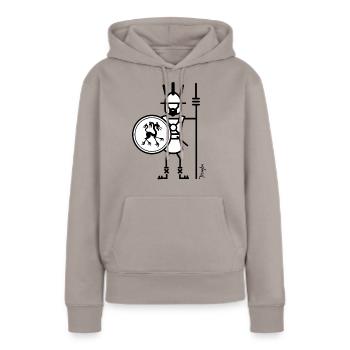 Guerrier Marse 02 - Sweat à capuche Premium bio Femme - taupe - Devant - Julia (174cm)