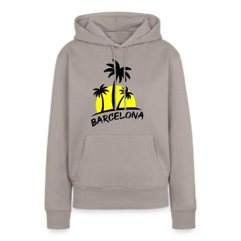 Barcelone - Sweat à capuche Premium bio Femme - taupe - Devant - Julia (174cm)