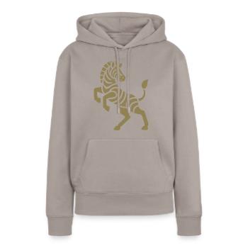 Zebra Silhouette Kunststück Minimal Design - Frauen Premium Bio Hoodie - Taupe - Vorne - Julia (174cm)